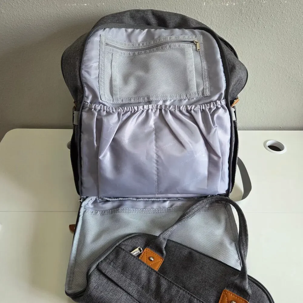 BabbleRoo Gray Baby Diaper Bag Backpack Unisex